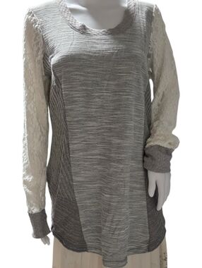 Anthropologie Saturday Sunday Lace Sleeve Mixed Knit Tunic L